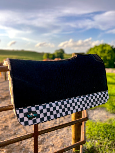 Black Checks Out Wool Saddle Pad