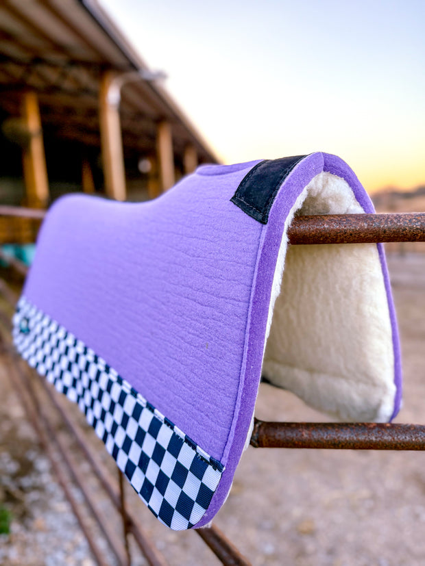 Lavender Checks Out Wool Saddle Pad