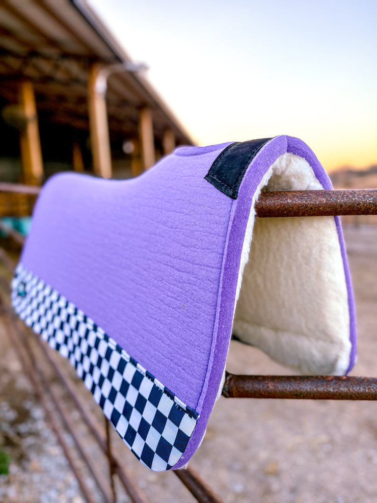 Lavender Checks Out Wool Saddle Pad