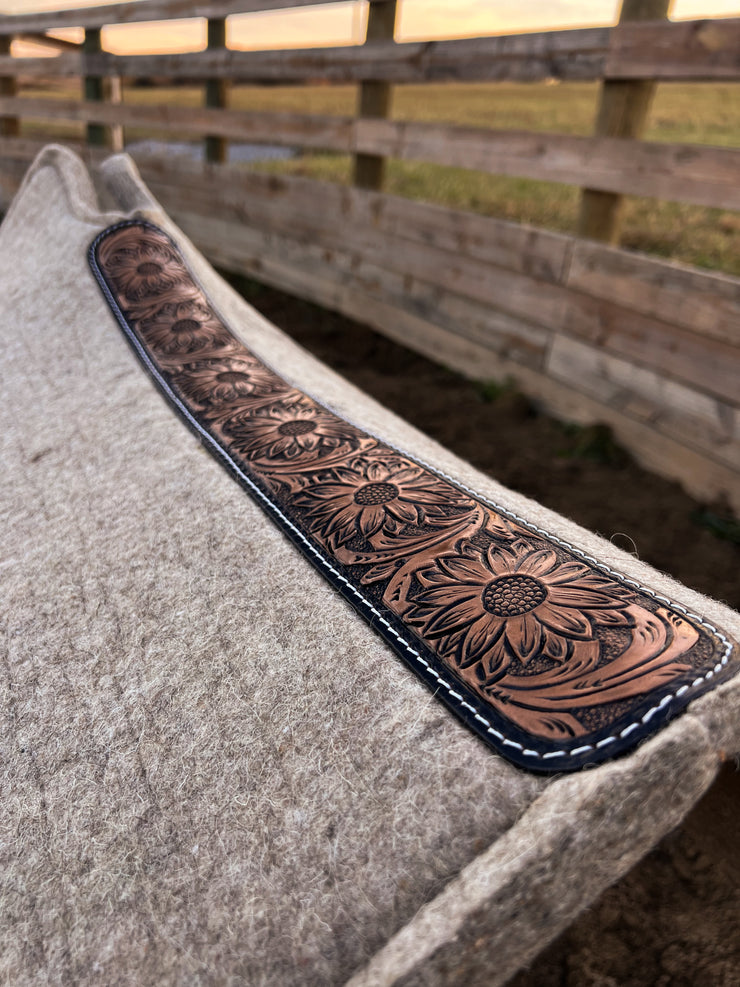 Sunflower Hand Tooled Tan Wool Pad 30x30