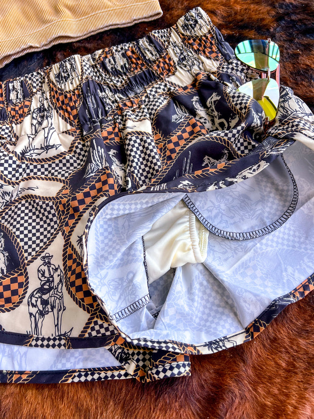 Short Round Shorts (Cowboy Check)