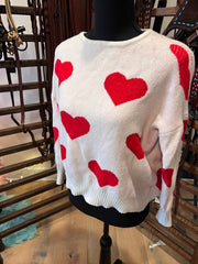 *BC* Red and White Heart sweater small/medium