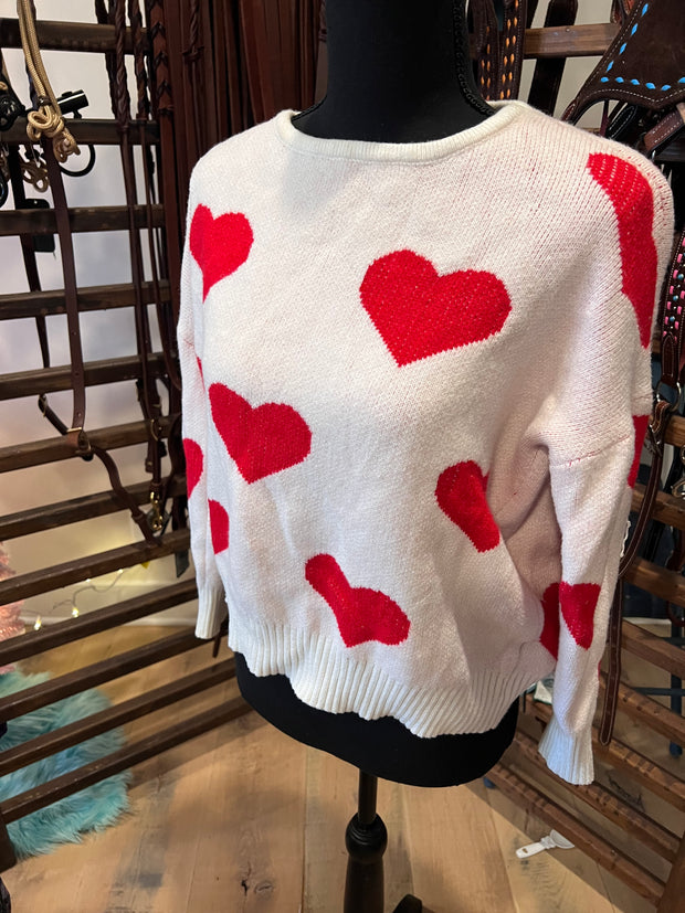 *BC* Red and White Heart sweater small/medium