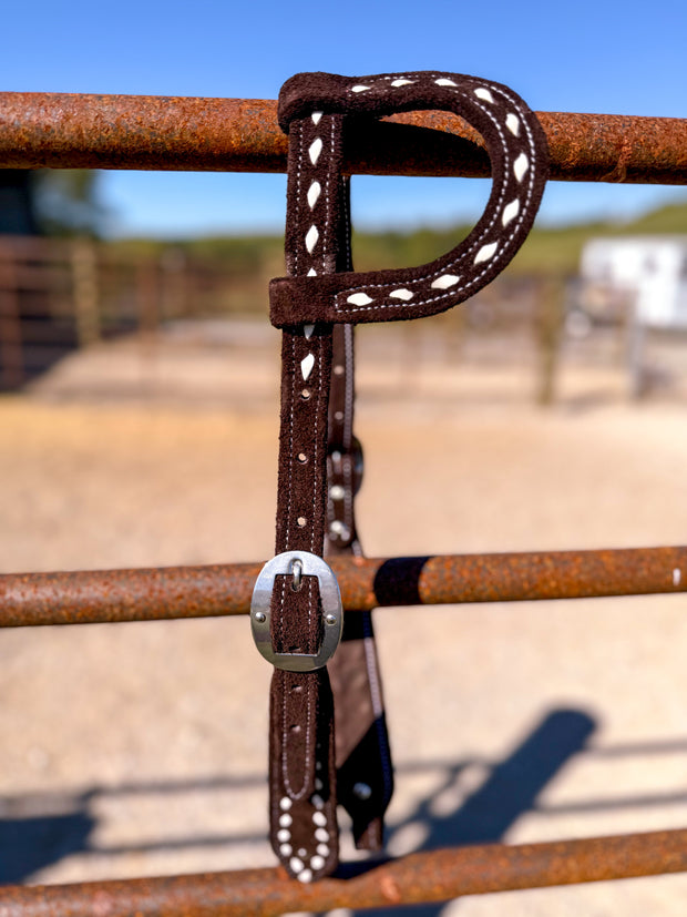 White on Chocolate BuckStitch Betty Headstall