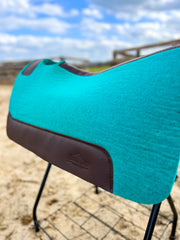 Turquoise Green 100% Wool Contoured Saddle Pad