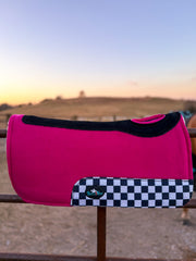 Pink Checks Out Pony Contoured Felt Top/Fleece Lined Saddle Pad