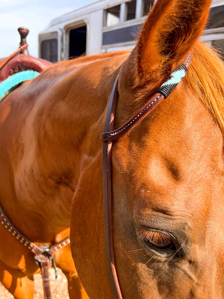 Turquoise Bolt *Mini* Beaded Headstall