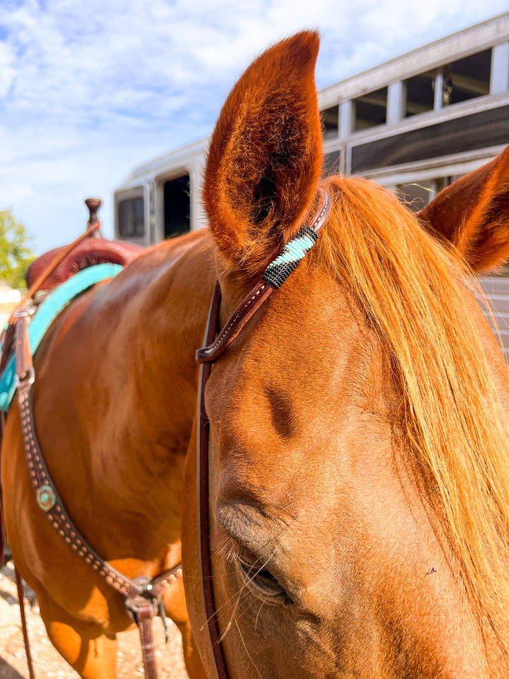 Turquoise Bolt *Mini* Beaded Headstall