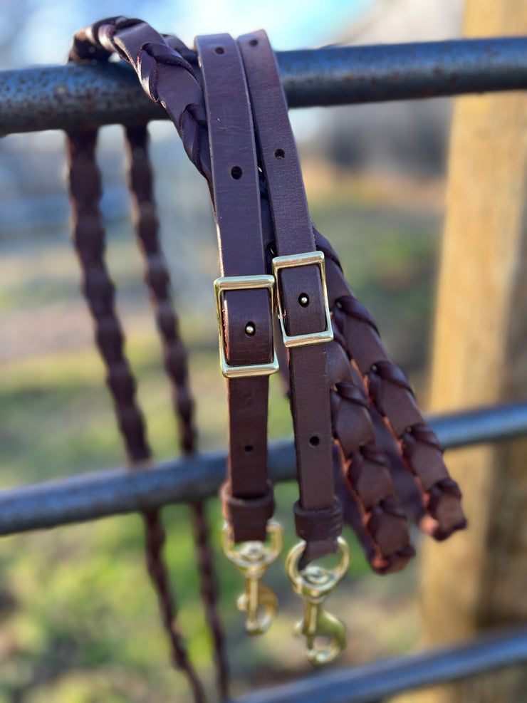 Dark Oil Laced Leather Barrel Reins