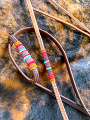 Chocolate Serape Beaded Tack Gift Set (matching headstall and over under)