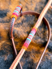 Chocolate Serape Beaded Tack Gift Set (matching headstall and over under)