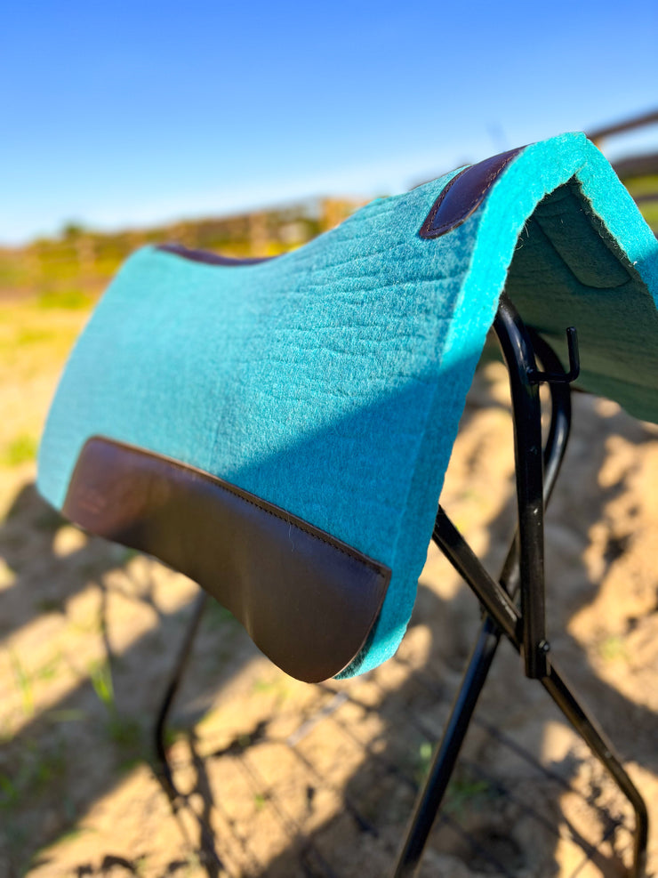 Turquoise Blue 100% Wool Contoured Saddle Pad