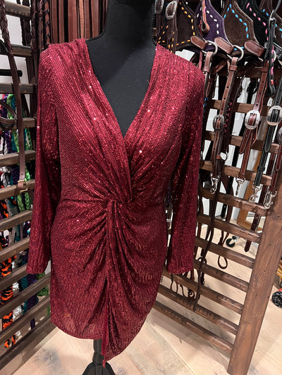 *BC* Dark Red Sequin dress size large