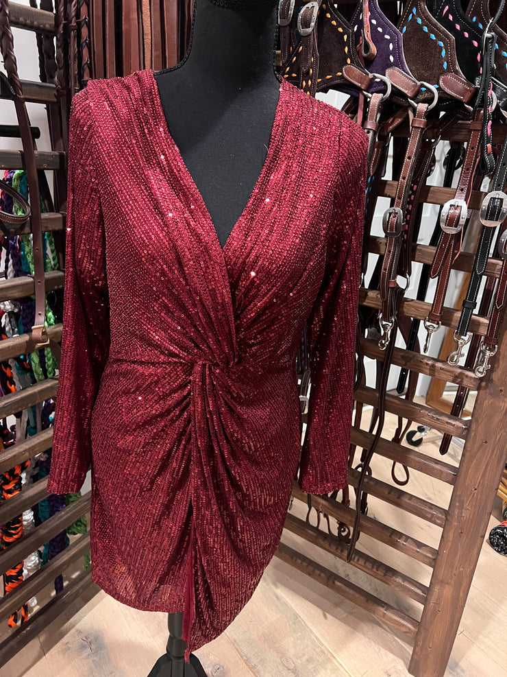 *BC* Dark Red Sequin dress size large