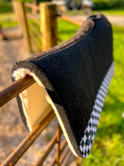 Black Checks Out Wool Saddle Pad