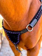 Purple on Black BuckStitch Betty Bikini Breast Collar