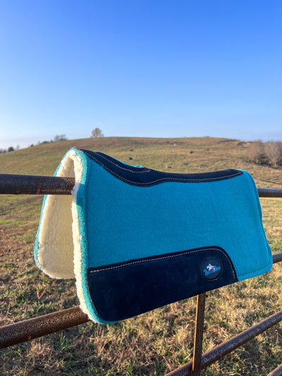 Turquoise Green Luxe Pony Contoured Felt Top/Fleece Lined Saddle Pad