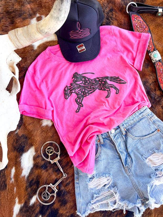 Puff Tooled Logo Tee (Hot Pink)