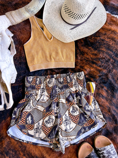 Short Round Shorts (Cowboy Check)