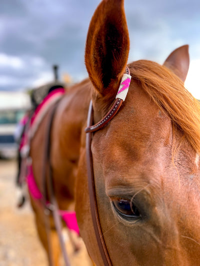 Pink Bolt *Mini* Beaded Headstall