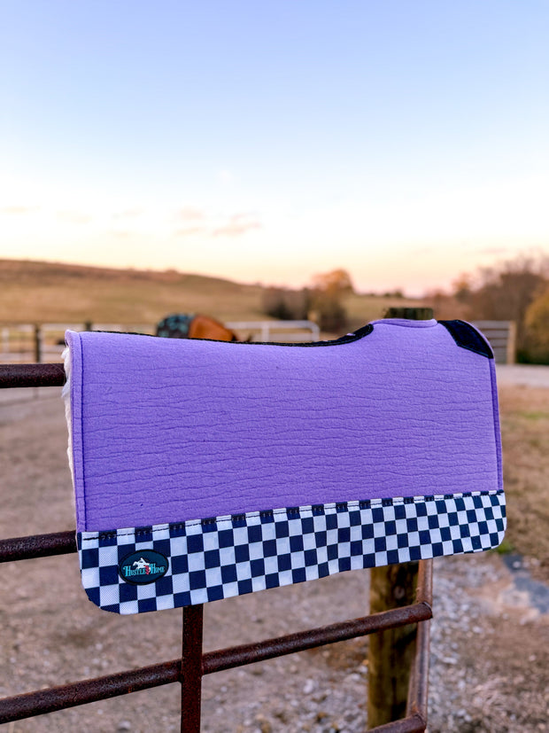 Lavender Checks Out Wool Saddle Pad