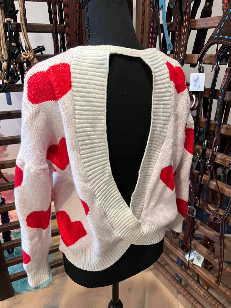 *BC* Red and White Heart sweater small/medium