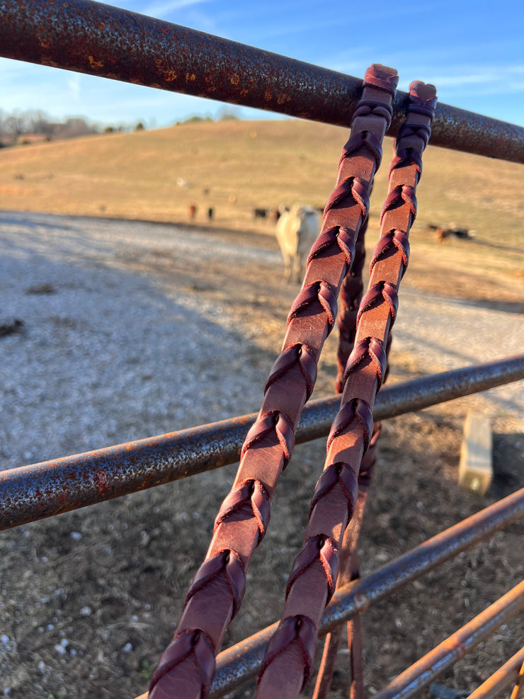 Dark Oil Laced Leather Barrel Reins