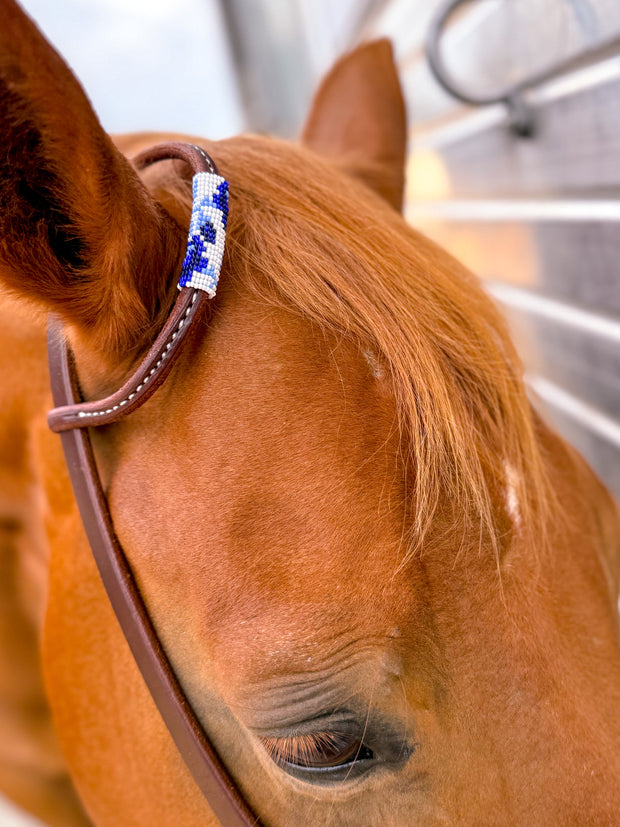 Blue Chinoiserie *Mini* Beaded Headstall