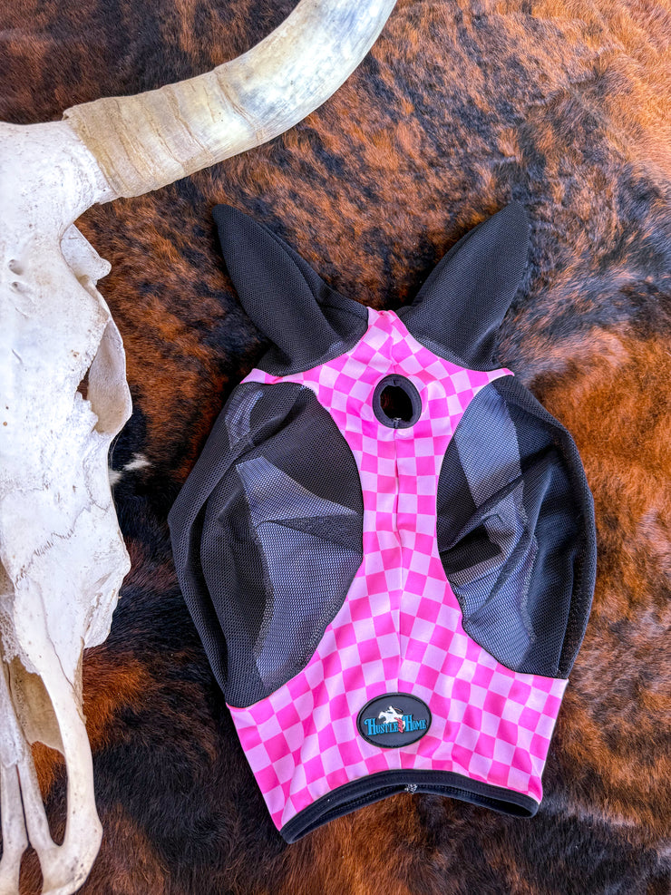 Checks Out (Pink/Pink) Fly Mask