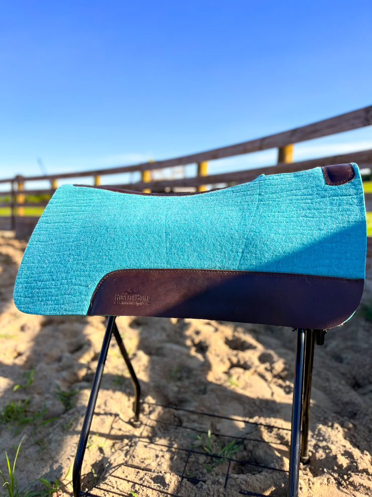 Turquoise Blue 100% Wool Contoured Saddle Pad