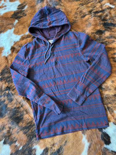 *BC* Small Aztec Print Henley Hoodie