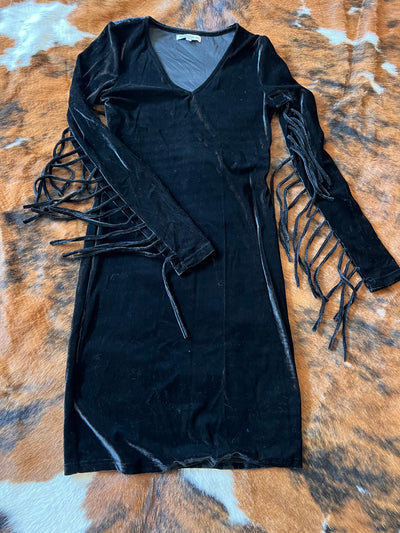 *BC* size 8 tall velvet fringe dress